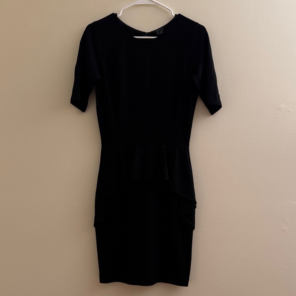 Theory Black Peplum Wool Dress